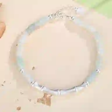 幸囍礼 竹报平安竹节手饰 足银玉竹节节高升新中式国风国潮清冷感珠串 小众轻奢设计感日常通勤百搭款首饰 豆种 翡翠手串 女款