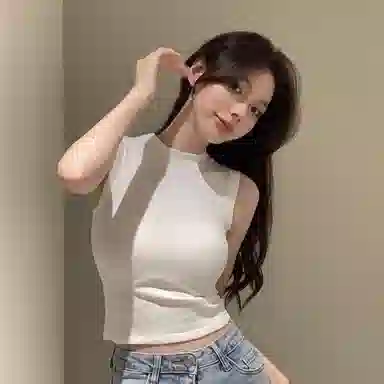 双星八特 时尚纯棉半高领纯色背心 男女同款 黑色