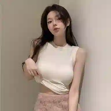 双星八特 时尚纯棉半高领纯色背心 男女同款 黑色