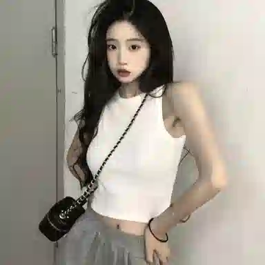 双星八特 时尚纯棉半高领纯色背心 男女同款 黑色