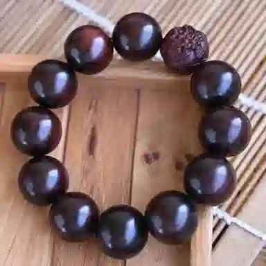 【臻品.文创】 日向晚 招财进宝 聚财纳福 新中式国潮文玩暴富转运珠 招财纳福貔貅小众设计手饰#好运 紫檀属 木作手串 男女同款情侣款