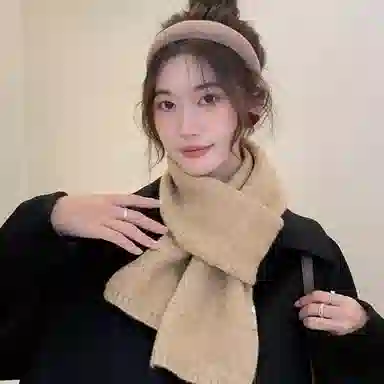 北极绒 高级感韩版百搭秋冬季软糯加厚保暖纯色 绒线围巾 男女同款情侣款