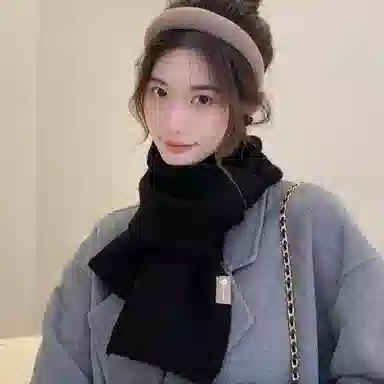 北极绒 高级感韩版百搭秋冬季软糯加厚保暖纯色 绒线围巾 男女同款情侣款