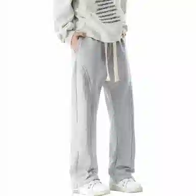 棉致 美式学院风潮流百搭宽松纯色运动休闲裤 男女同款