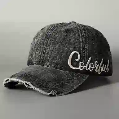 佩洛依 显脸小字母刺绣街头遮阳复古牛仔学生户外百搭透气软顶潮流 棉 鸭舌帽 男女同款情侣款