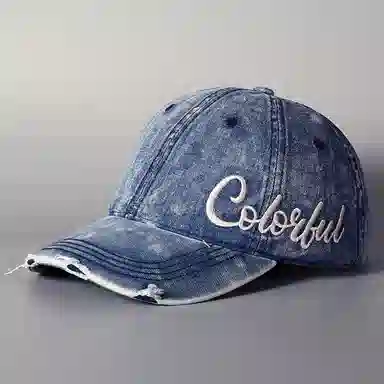 佩洛依 显脸小字母刺绣街头遮阳复古牛仔学生户外百搭透气软顶潮流 棉 鸭舌帽 男女同款情侣款