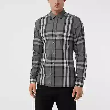 Burberry Large Check Shirt Carbon Gray