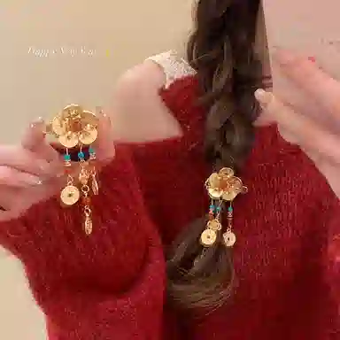 芒果饰品 花朵流苏 合金 发夹 女款