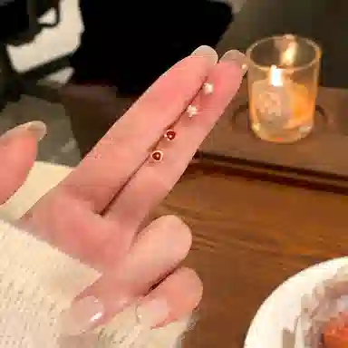芒果饰品 红色小珍珠耳饰 铜 耳钉 女款