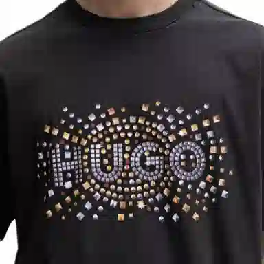 HUGO BOSS Cotton-Jersey T-Shirt With Stud-Effect Artwork T