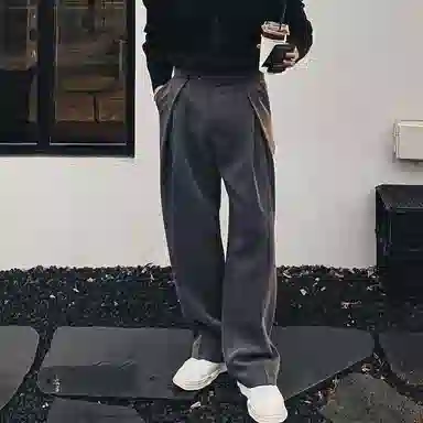 SHANTREE Straight Leg Pants Dark Grey