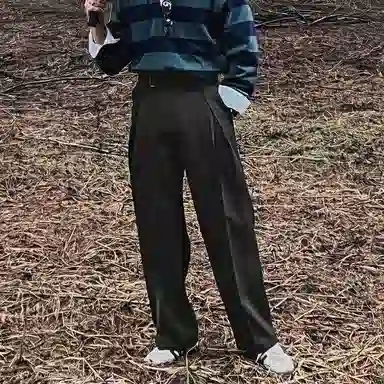 SHANTREE Straight Leg Pants Dark Grey