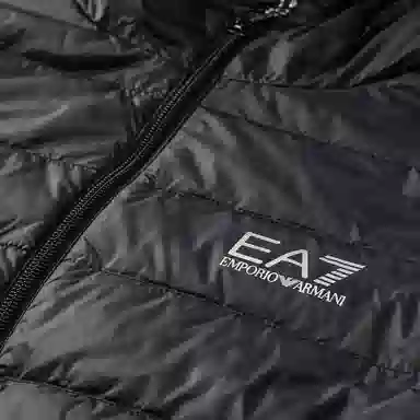 Emporio Armani Logo Print Hoodie Jacket Black