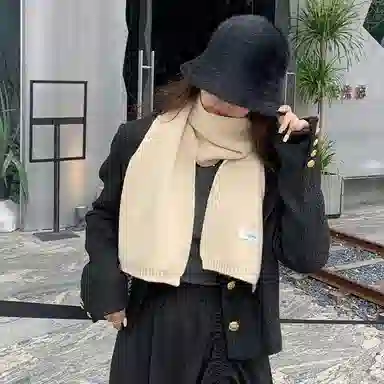 优幽兰 日系百搭高级感加厚保暖长款时尚潮流纯色休闲简约外搭两用韩系氛围感穿搭 聚酯纤维 绒线围巾 男女同款情侣款