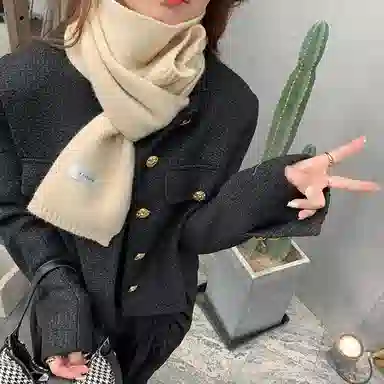 优幽兰 日系百搭高级感加厚保暖长款时尚潮流纯色休闲简约外搭两用韩系氛围感穿搭 聚酯纤维 绒线围巾 男女同款情侣款