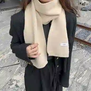 优幽兰 日系百搭高级感加厚保暖长款时尚潮流纯色休闲简约外搭两用韩系氛围感穿搭 聚酯纤维 绒线围巾 男女同款情侣款