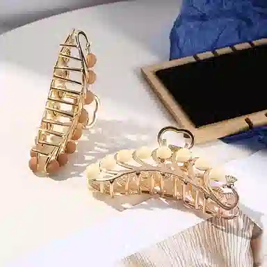 简应舒 时尚金属磨砂圆豆孔雀形状 合金 发夹 女款