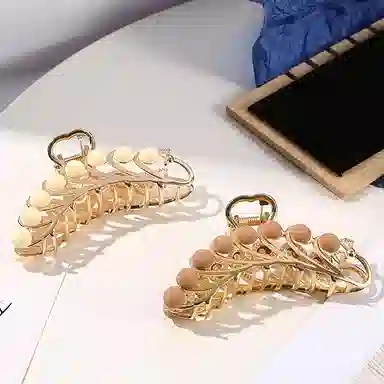 简应舒 时尚金属磨砂圆豆孔雀形状 合金 发夹 女款