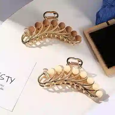 简应舒 时尚金属磨砂圆豆孔雀形状 合金 发夹 女款