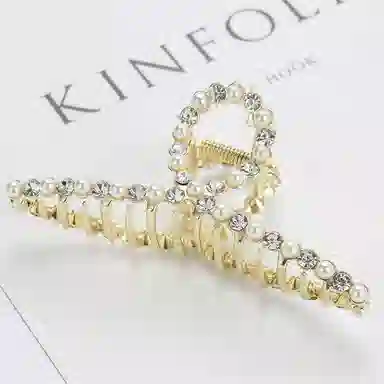 简应舒 珠钻大鲨鱼交叉款发抓发卡后脑勺盘发 合金 发夹 女款