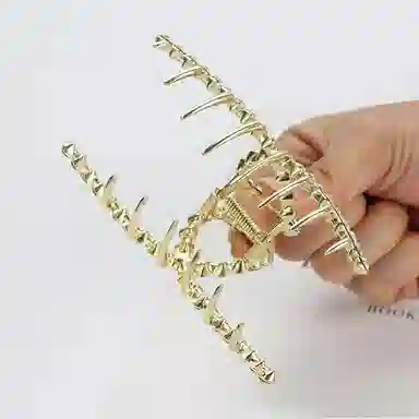 简应舒 珠钻大鲨鱼交叉款发抓发卡后脑勺盘发 合金 发夹 女款