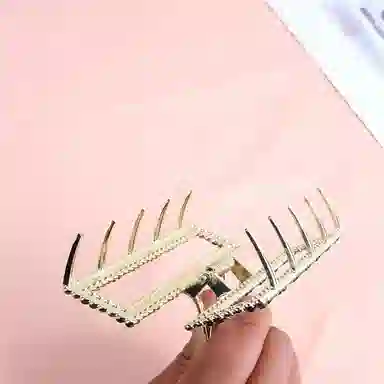 简应舒 黑白格水钻抓夹发夹后脑勺盘发夹子方形 合金 发饰 女款