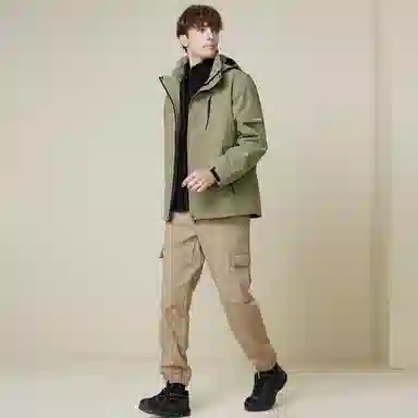 红豆 一衣三穿户外工装摇粒绒内胆连帽登山服休闲保暖夹克外套 男款