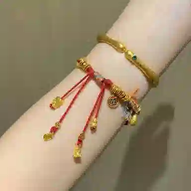 迎百宝 万福金安银盘缠 新中式国潮风发财上岸闪耀碎银子锦鲤手绳 手链 男女同款情侣款