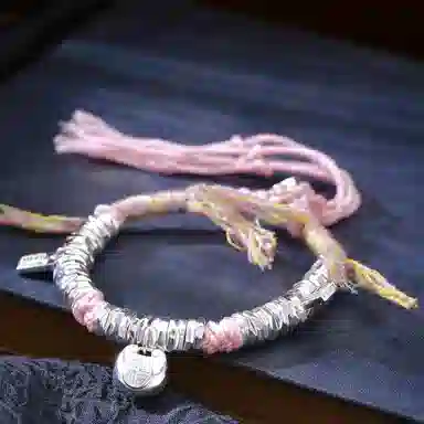 迎百宝 万福金安银盘缠 新中式国潮风发财上岸闪耀碎银子锦鲤手绳 手链 男女同款情侣款