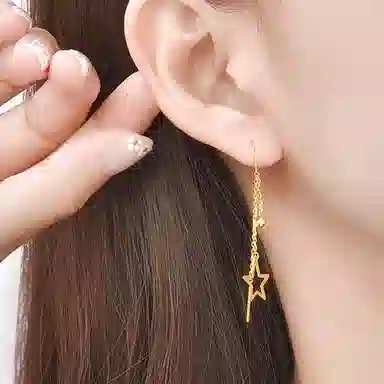 中国珠宝 星星耳饰 日常时髦百搭 小众设计不撞款 极简风轻奢风 高级感 日常百搭约会恋爱单品 足金 按克计价 耳线 女款