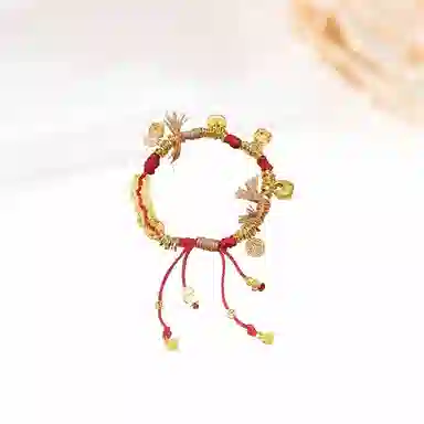 迎百宝 万福金安银盘缠 新中式国潮风发财上岸闪耀碎银子锦鲤手绳 手链 男女同款情侣款