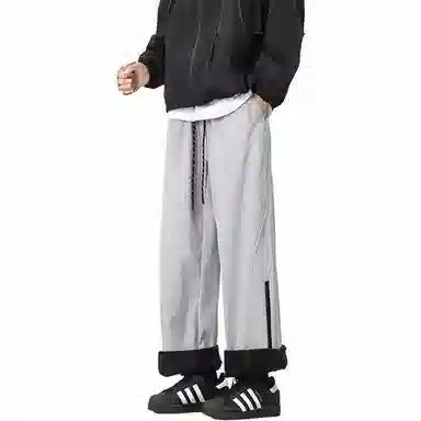 双星八特 美式城市机能风侧边拉链高街设计款户外通勤长裤垂感百搭宽松直筒工装休闲裤 男女同款