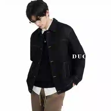 独驰 百搭休闲单排扣牛仔外套 男款