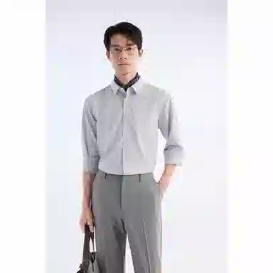 九牧王男裤专家 翻领凉感亲肤长袖衬衫 男款