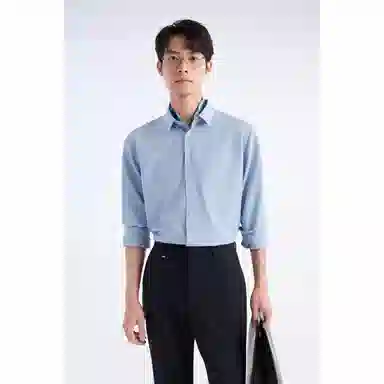 九牧王男裤专家 翻领凉感亲肤长袖衬衫 男款