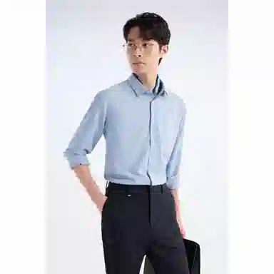 九牧王男裤专家 翻领凉感亲肤长袖衬衫 男款