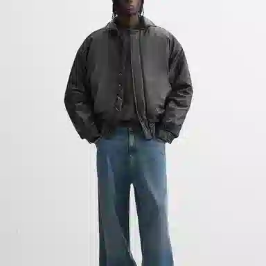 ZARA Loose Fit Leather Jacket Black