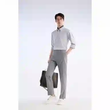 九牧王男裤专家 翻领凉感亲肤长袖衬衫 男款