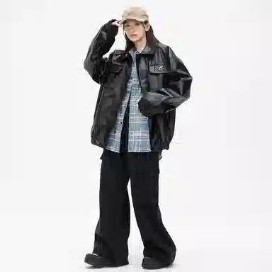 Bingfei Vintage PU Leather Jacket