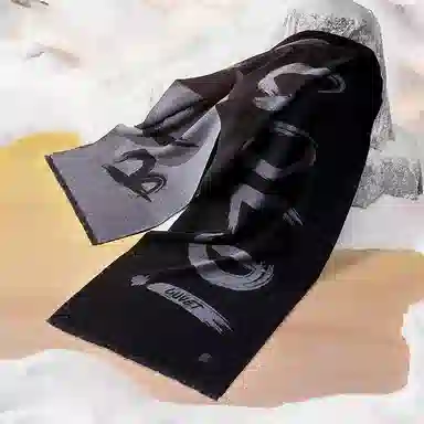 高梵 黑金高定保暖加厚 绒线围巾 男女同款情侣款 黑色