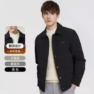 红豆 鸭绒翻领锁绒行政风户外保暖羽绒服 男款