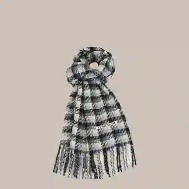 优幽兰 百搭时尚格子流苏日韩系高级感冬季加厚保暖复古格纹外搭两用学生潮流氛围感穿搭 绒线围巾 女款