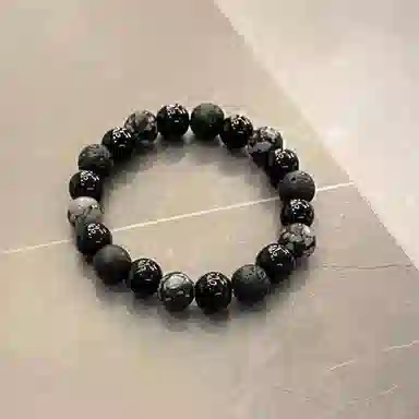 嘉福莱 星芒陨石 闪耀六芒星 简约小众潮流冷淡风 黑白拼色精致串珠 琉璃 手串 男女同款情侣款