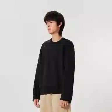速写 线条刺绣短款圆领卫衣 男女同款