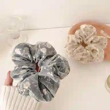 简应舒 法式碎花大肠扎头发丸子头发绳百搭 布艺 发圈 女款