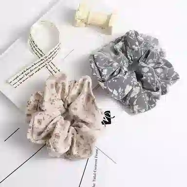 简应舒 法式碎花大肠扎头发丸子头发绳百搭 布艺 发圈 女款