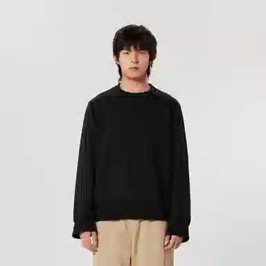 速写 线条刺绣短款圆领卫衣 男女同款