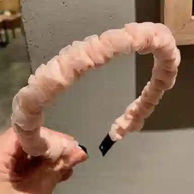 简应舒 甜美褶皱复古纯色洗脸百搭 网纱 发箍 女款