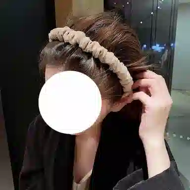 简应舒 甜美褶皱复古纯色洗脸百搭 网纱 发箍 女款