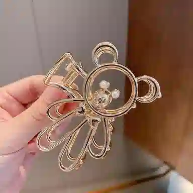 简应舒 金属镂空小熊抓夹后脑勺发饰 合金 发夹 女款